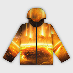 Ветровка с капюшоном женская Солнечная плазма вспышки, цвет: 3D-черный