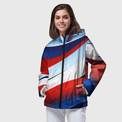 Ветровка с капюшоном женская Волнистая абстракция в стиле минимализм, цвет: 3D-черный — фото 2