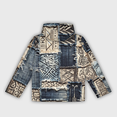 Женская ветровка Геометрия на пэчворк дениме / 3D-Черный – фото 2