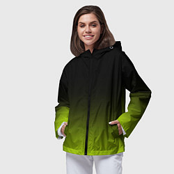 Ветровка с капюшоном женская Чёрно-салатовый градиент, цвет: 3D-черный — фото 2