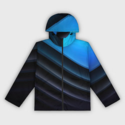 Ветровка с капюшоном женская Геометрическая синяя абстракция на черном фоне мин, цвет: 3D-черный
