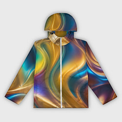 Ветровка с капюшоном женская Жидкий разноцветный металл, цвет: 3D-белый
