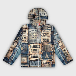 Ветровка с капюшоном женская Пэчворк джинсы из Парижа, цвет: 3D-белый