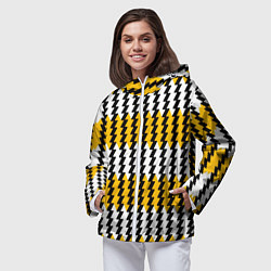 Ветровка с капюшоном женская Вертикальные жёлто-белые полосы, цвет: 3D-белый — фото 2