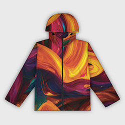 Ветровка с капюшоном женская Цветная абстракция colorful, цвет: 3D-черный