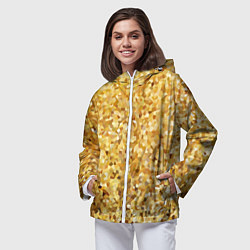 Ветровка с капюшоном женская Золотая мелкая мозаика, цвет: 3D-белый — фото 2