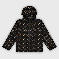 Ветровка с капюшоном женская Чёрный с золотыми звёздочками паттерны, цвет: 3D-черный