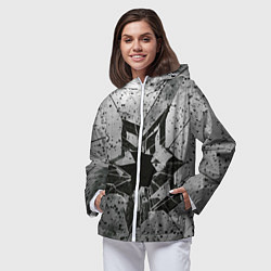 Ветровка с капюшоном женская Грязное разбитое стекло в пятнах, цвет: 3D-белый — фото 2