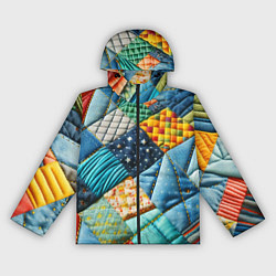 Ветровка с капюшоном женская Лоскутное одеяло - пэчворк, цвет: 3D-черный