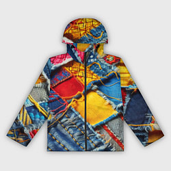 Ветровка с капюшоном женская Colorful denim patchwork - ai art, цвет: 3D-черный