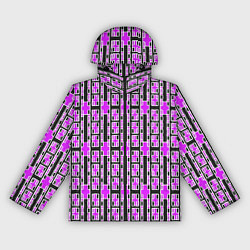 Ветровка с капюшоном женская Розовые и чёрные кирпичики на чёрном фоне, цвет: 3D-черный