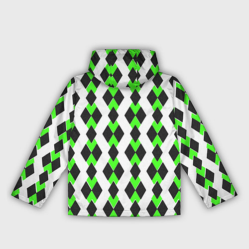Женская ветровка Чёрные и зелёные ромбы на белом фоне / 3D-Черный – фото 2