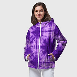Ветровка с капюшоном женская Тай дай фиолетовый, цвет: 3D-белый — фото 2