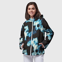 Ветровка с капюшоном женская Чёрно синий тай дай, цвет: 3D-белый — фото 2