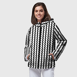 Ветровка с капюшоном женская Чёрно-белые вертикальные полосы, цвет: 3D-черный — фото 2