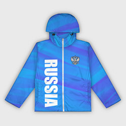 Ветровка с капюшоном женская Россия - синие волны, цвет: 3D-белый