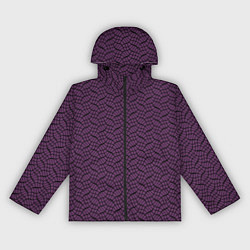 Ветровка с капюшоном женская Тёмный фиолетовый волнистые полосы, цвет: 3D-черный