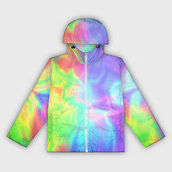 Ветровка с капюшоном женская Яркий тай-дай абстракция, цвет: 3D-белый