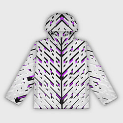 Ветровка с капюшоном женская Black and purple stripes on a white background, цвет: 3D-черный