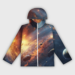 Ветровка с капюшоном женская Вселенная и планеты, цвет: 3D-белый