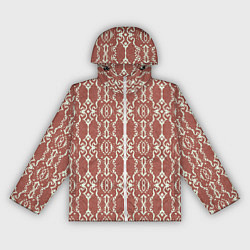 Ветровка с капюшоном женская Красно-коричневый в крупный белый узор, цвет: 3D-белый