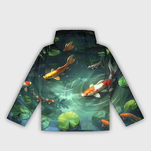 Женская ветровка Рыбки Кои плавают в пруду / 3D-Черный – фото 2