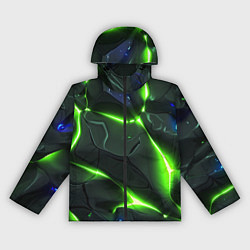 Ветровка с капюшоном женская Яркий неоновый свет из разлома плит, цвет: 3D-черный