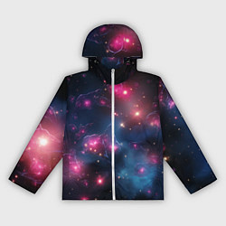 Ветровка с капюшоном женская Абстрактный космос фантастика, цвет: 3D-белый