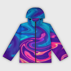 Ветровка с капюшоном женская Неоновый градиент синий и оранжевый, цвет: 3D-черный