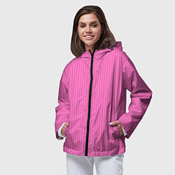 Ветровка с капюшоном женская Фуксия в тонкую полоску, цвет: 3D-черный — фото 2