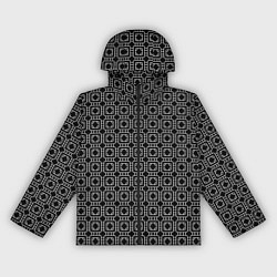 Ветровка с капюшоном женская Белый геометрический узор на черном фоне, цвет: 3D-черный