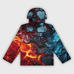 Ветровка с капюшоном женская Темная огненная плитка, цвет: 3D-черный