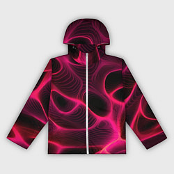 Ветровка с капюшоном женская Неоновая яркая геометрическая абстракция со светом, цвет: 3D-белый