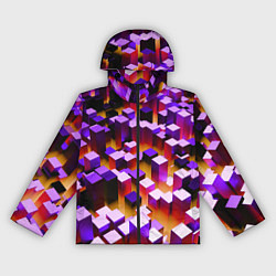 Ветровка с капюшоном женская Фиолетовые блоки в оранжевом тумане, цвет: 3D-черный