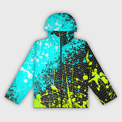 Ветровка с капюшоном женская Брызги красок с геометрией, цвет: 3D-черный