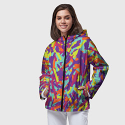Ветровка с капюшоном женская Конфитти, цвет: 3D-черный — фото 2