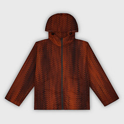 Ветровка с капюшоном женская Ярко-коричневый волнистыми линиями, цвет: 3D-черный