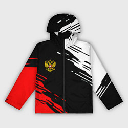 Ветровка с капюшоном женская Герб РФ краски текстура абстрактные, цвет: 3D-черный