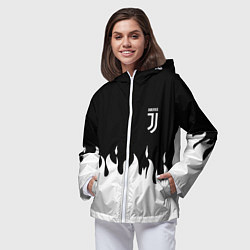 Ветровка с капюшоном женская Juventus fire, цвет: 3D-белый — фото 2
