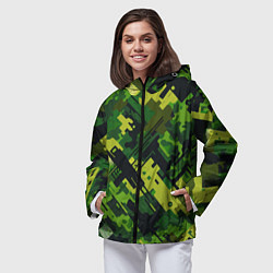 Ветровка с капюшоном женская Camouflage - pattern ai art, цвет: 3D-черный — фото 2