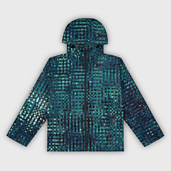 Ветровка с капюшоном женская Сине-бирюзовый абстрактный, цвет: 3D-черный