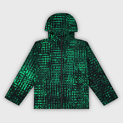 Ветровка с капюшоном женская Чёрно-зелёный абстрактный, цвет: 3D-черный