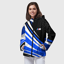 Ветровка с капюшоном женская BMW M - синие волны, цвет: 3D-черный — фото 2