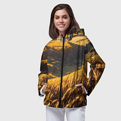 Ветровка с капюшоном женская Пшеничное поле - аниме, цвет: 3D-черный — фото 2