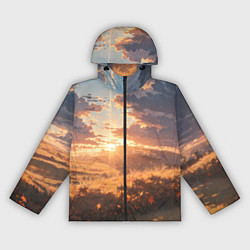Ветровка с капюшоном женская Вечерний закат - аниме, цвет: 3D-черный