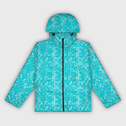 Ветровка с капюшоном женская Бело-голубой паттерн квадратики, цвет: 3D-черный