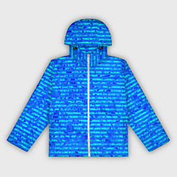 Ветровка с капюшоном женская Яркий голубой абстрактный полосатый, цвет: 3D-белый