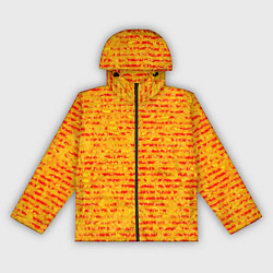 Ветровка с капюшоном женская Яркий красно-жёлтый абстарктный полосатый, цвет: 3D-черный