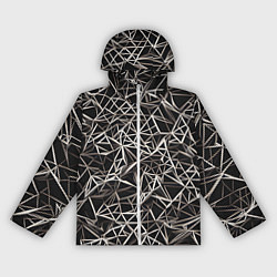 Ветровка с капюшоном женская Белые линии на чёрном фоне, цвет: 3D-белый