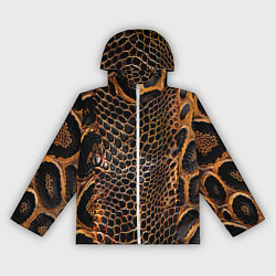 Ветровка с капюшоном женская Реалистичная кожа змеи темно коричневая, цвет: 3D-белый